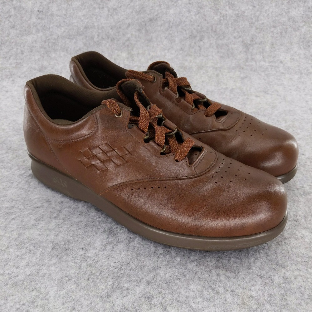 SAS Brown‎ Leather Comfort Walking Shoes Tripad Comfort Lace Up Casual Shoes 9 N